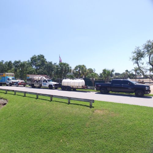 Our trucks lined up in Southwest Florida's Lee County, ready to start pressure washing